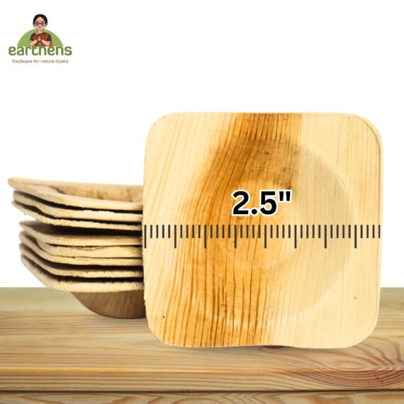 Earthens 2.5" Square Palm Leaf Bowl – Natural Beige - Image 5