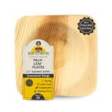 Earthens 2.5" Square Palm Leaf Bowl – Natural Beige
