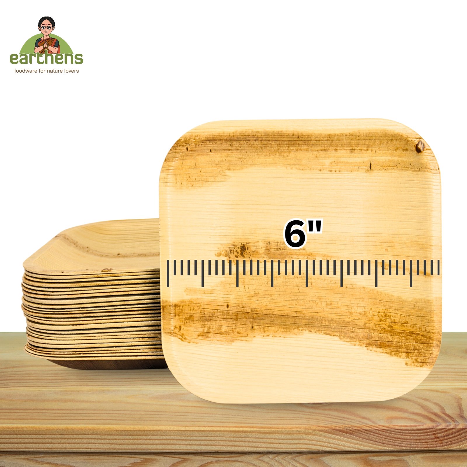Earthens 6" Square Palm Leaf Plate – Natural Beige - Image 5