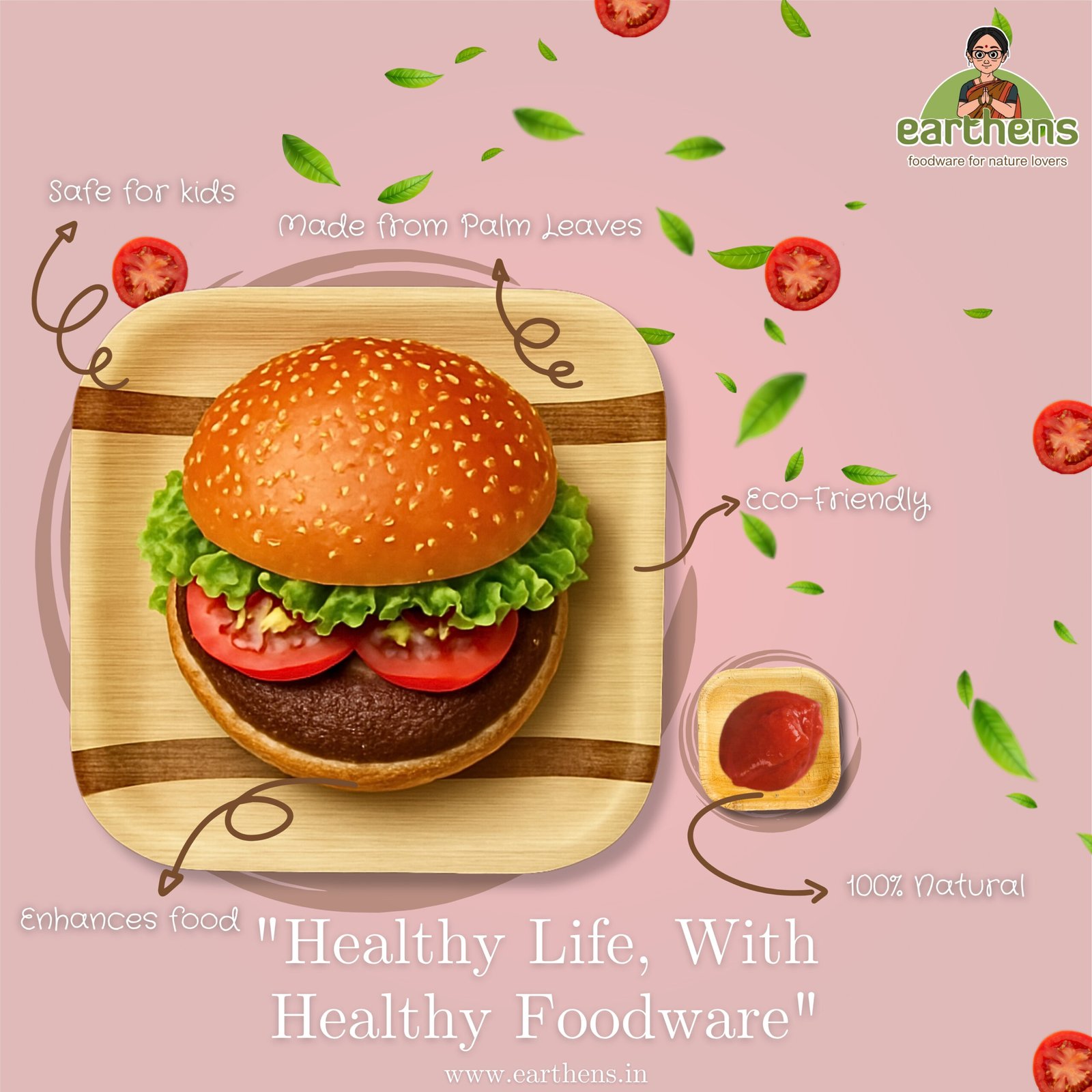 Earthens 6" Square Palm Leaf Plate (Lite) – Natural Beige - Image 2