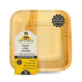 Earthens 7" Square Deep Palm Leaf Plate – Natural Beige
