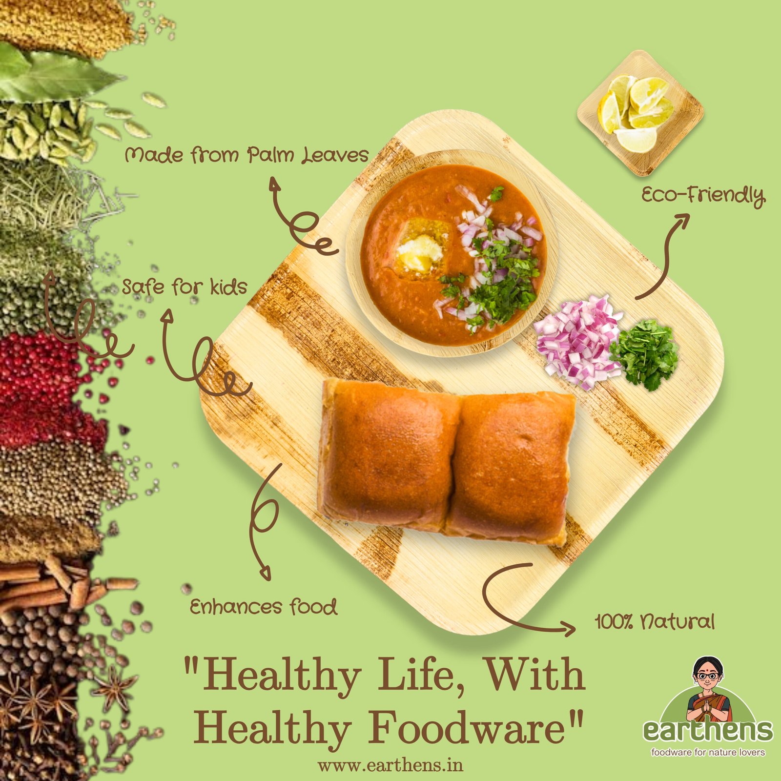 Earthens 8" Square Palm Leaf Plate – Natural Beige - Image 2