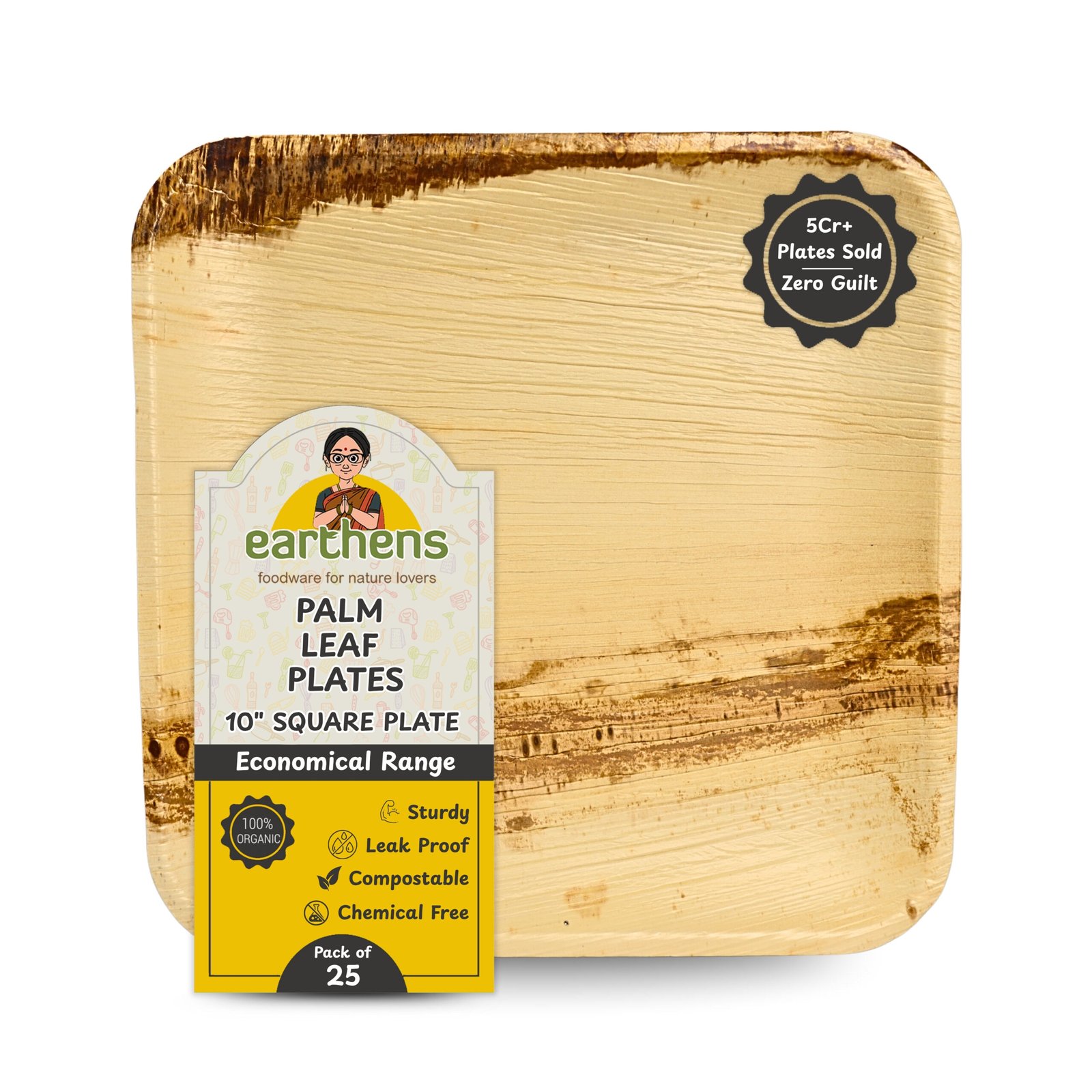 Earthens 10" Square Palm Leaf Plate – Natural Beige