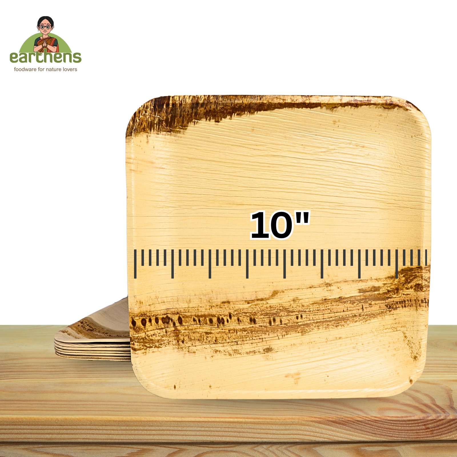 Earthens 10" Square Palm Leaf Plate – Natural Beige - Image 5