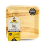 Earthens 10" Square Deep Palm Leaf Plate – Natural Beige