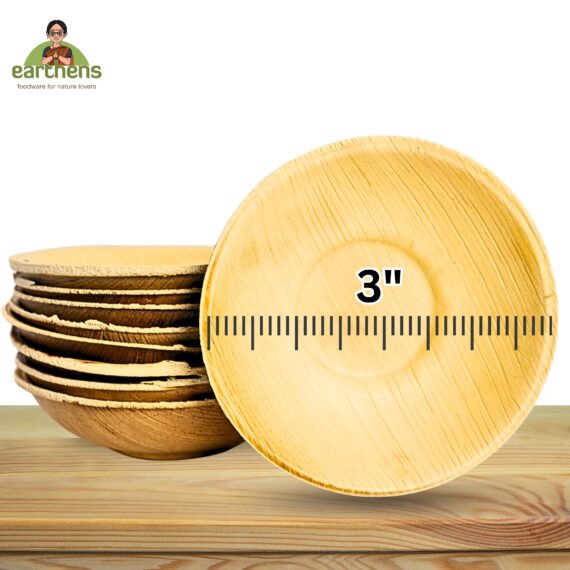 Earthens 3" Round Palm Leaf Plate – Natural Beige - Image 5
