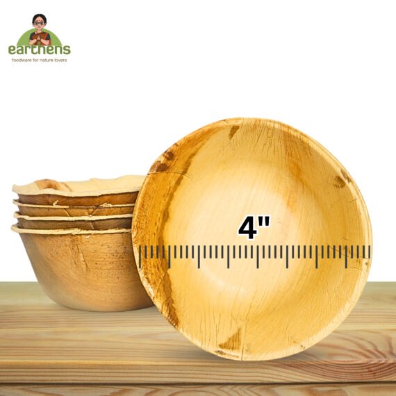 Earthens 4" Round Deep Palm Leaf Bowl – Natural Beige - Image 5