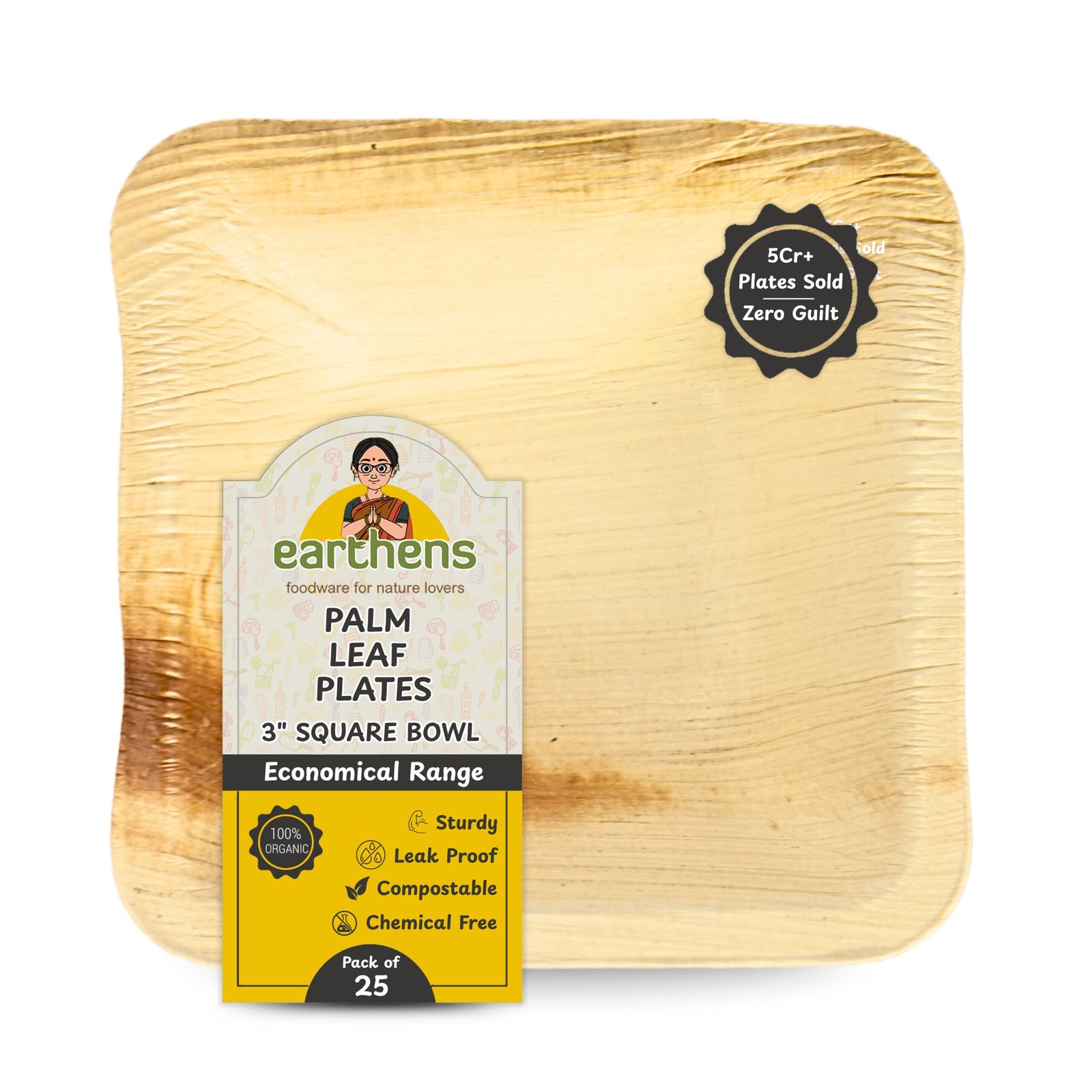 Earthens 3" Square Palm Leaf Bowl – Natural Beige