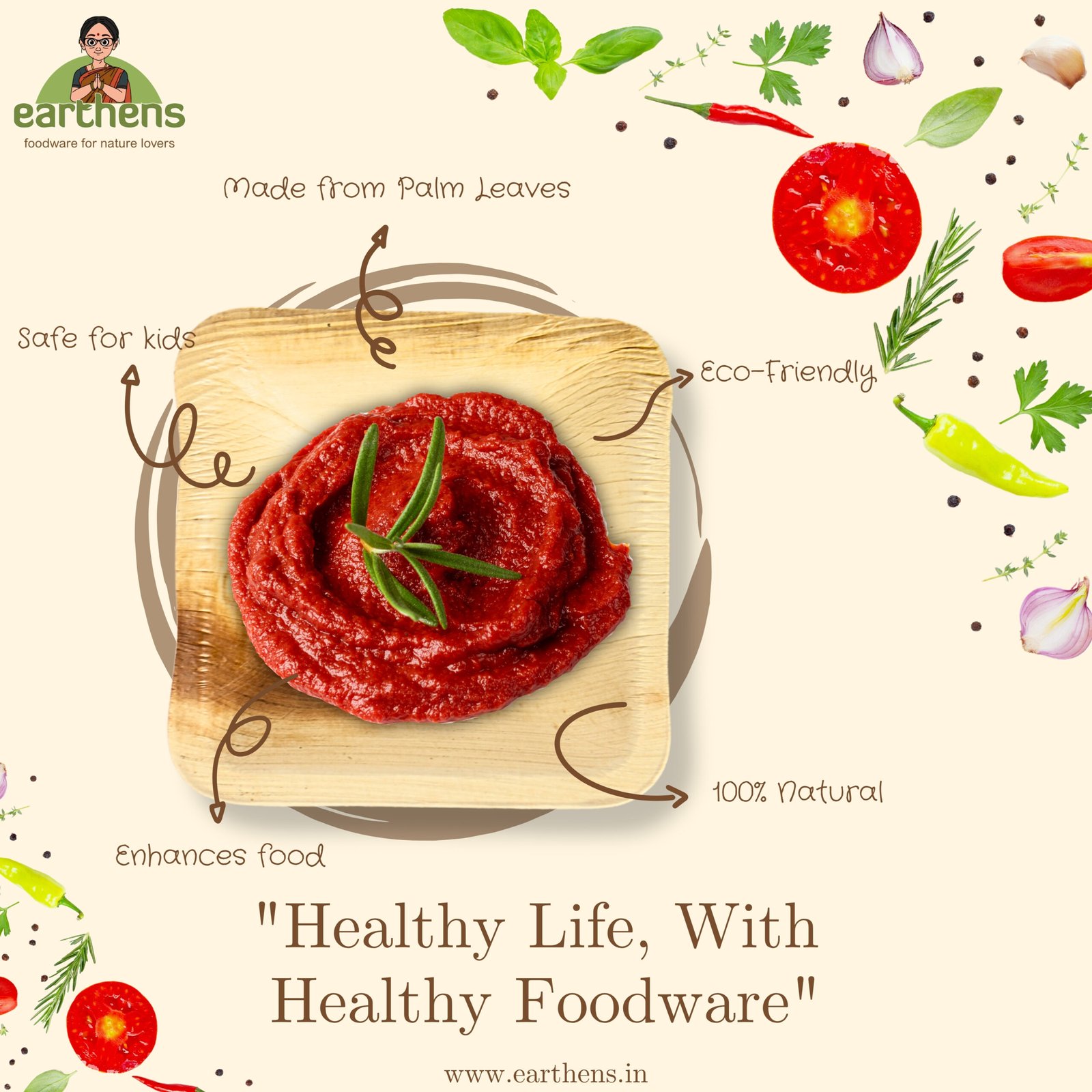 Earthens 3" Square Palm Leaf Bowl – Natural Beige - Image 2