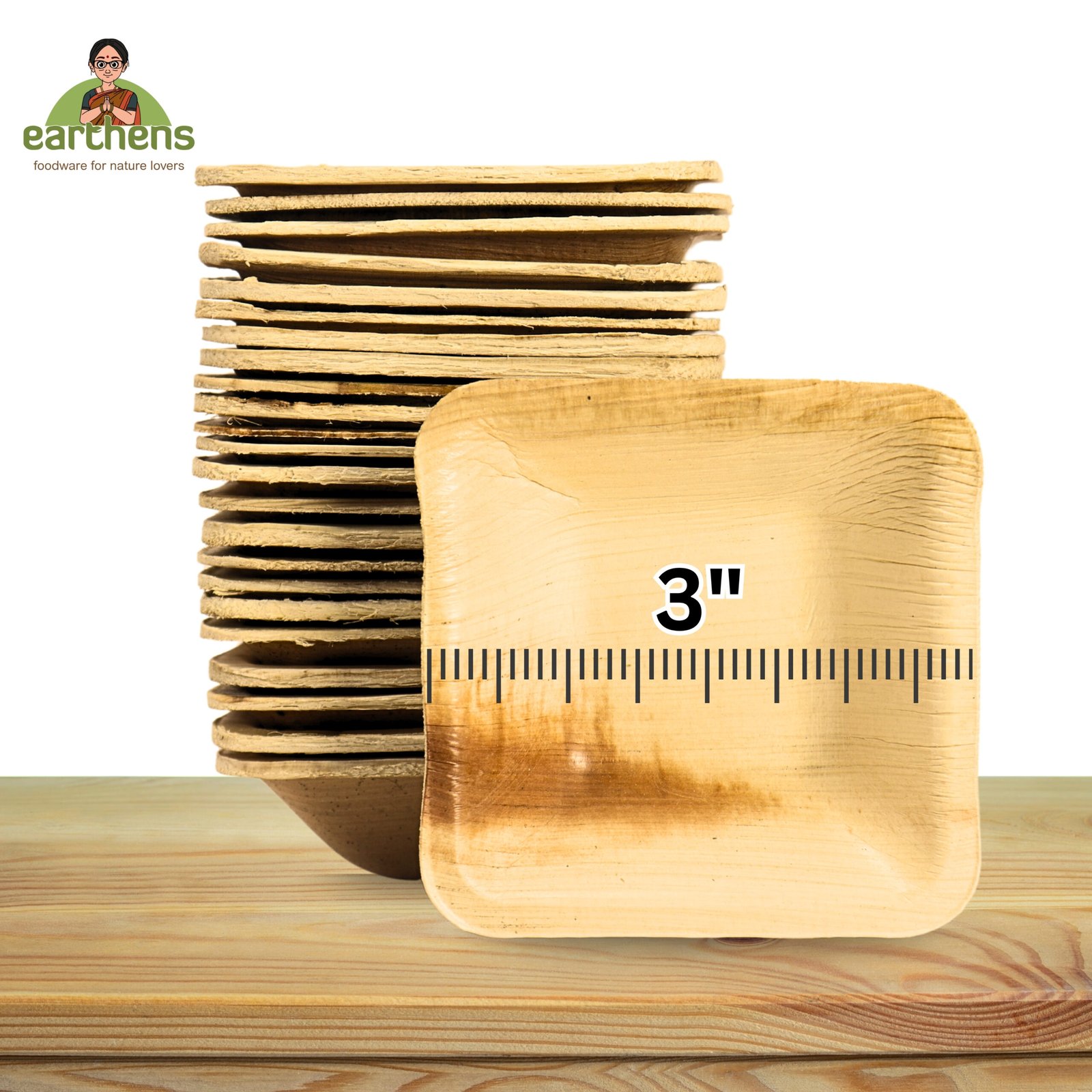 Earthens 3" Square Palm Leaf Bowl – Natural Beige - Image 5