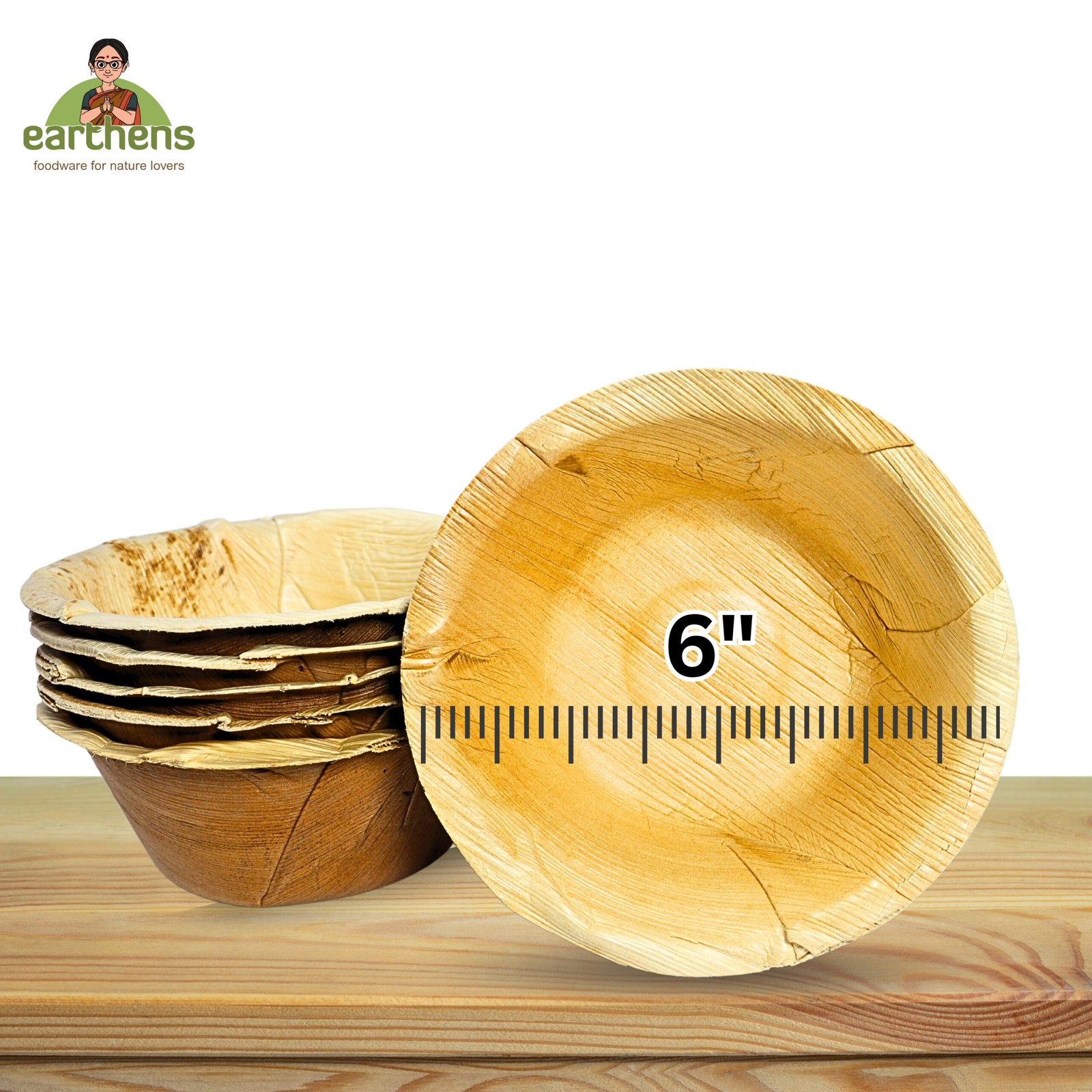 Earthens 6" Round Deep Palm Leaf Bowl – Natural Beige - Image 5