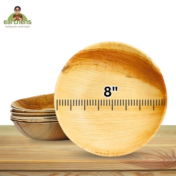 Earthens 8" Round Deep Palm Leaf Bowl – Natural Beige - Image 5