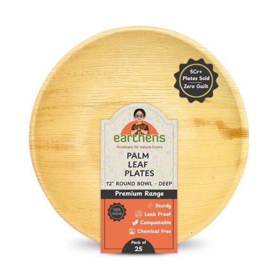 Earthens 7" Round Palm Leaf Plate – Natural Beige