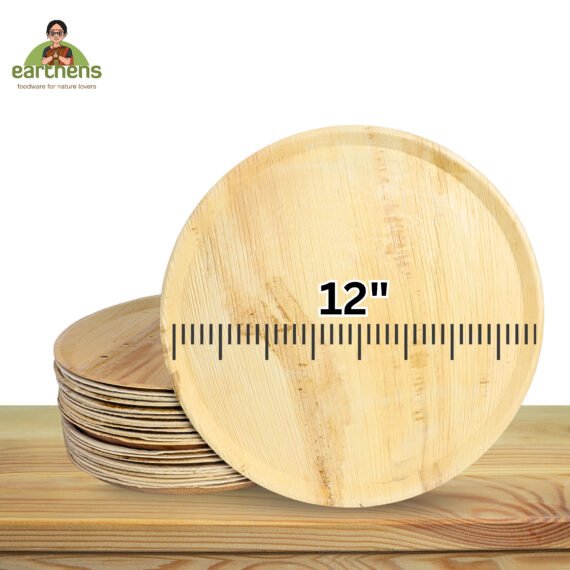 Earthens 12" Round Partition Palm Leaf Plate – Natural Beige - Image 5