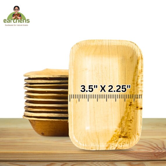 Earthens 3.5" x 2.25" Rectangular Palm Leaf Bowl – Natural Beige - Image 5
