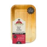 Earthens 9" x 6" Rectangular Deep Palm Leaf Plate – Natural Beige
