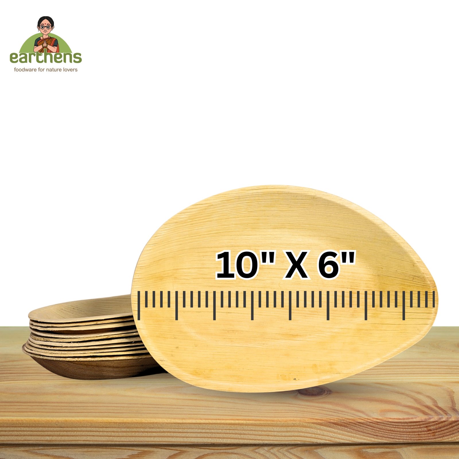Earthens 10" x 6" Oval Palm Leaf Plate – Natural Beige - Image 5