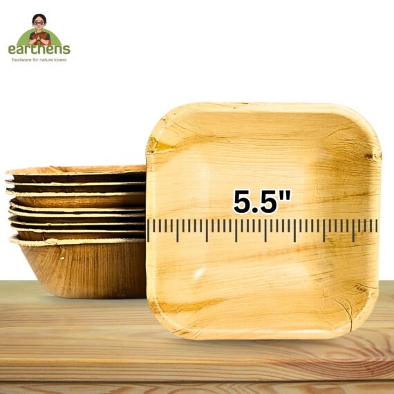 Earthens 5.5" Square Deep Palm Leaf Bowl – Natural Beige - Image 5