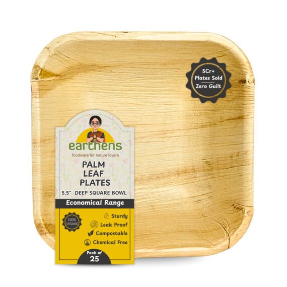 Earthens 2.5" Square Palm Leaf Plate – Natural Beige