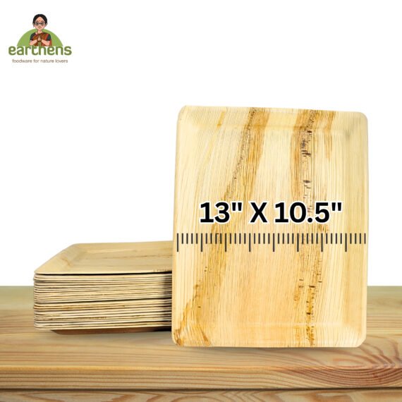 Earthens 13.5" x 9.5" Oval Palm Leaf Tray – Natural Beige - Image 5