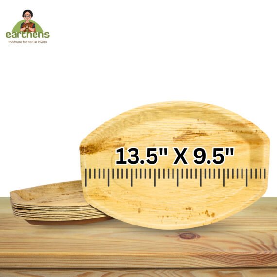 Earthens 13" x 10" Rectangular Palm Leaf Tray – Natural Beige - Image 5