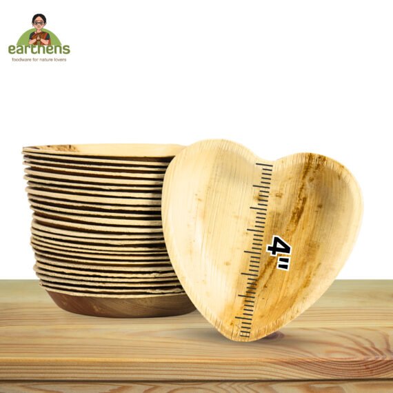Earthens 4" Heart-Shaped Palm Leaf Plate – Natural Beige - Image 5