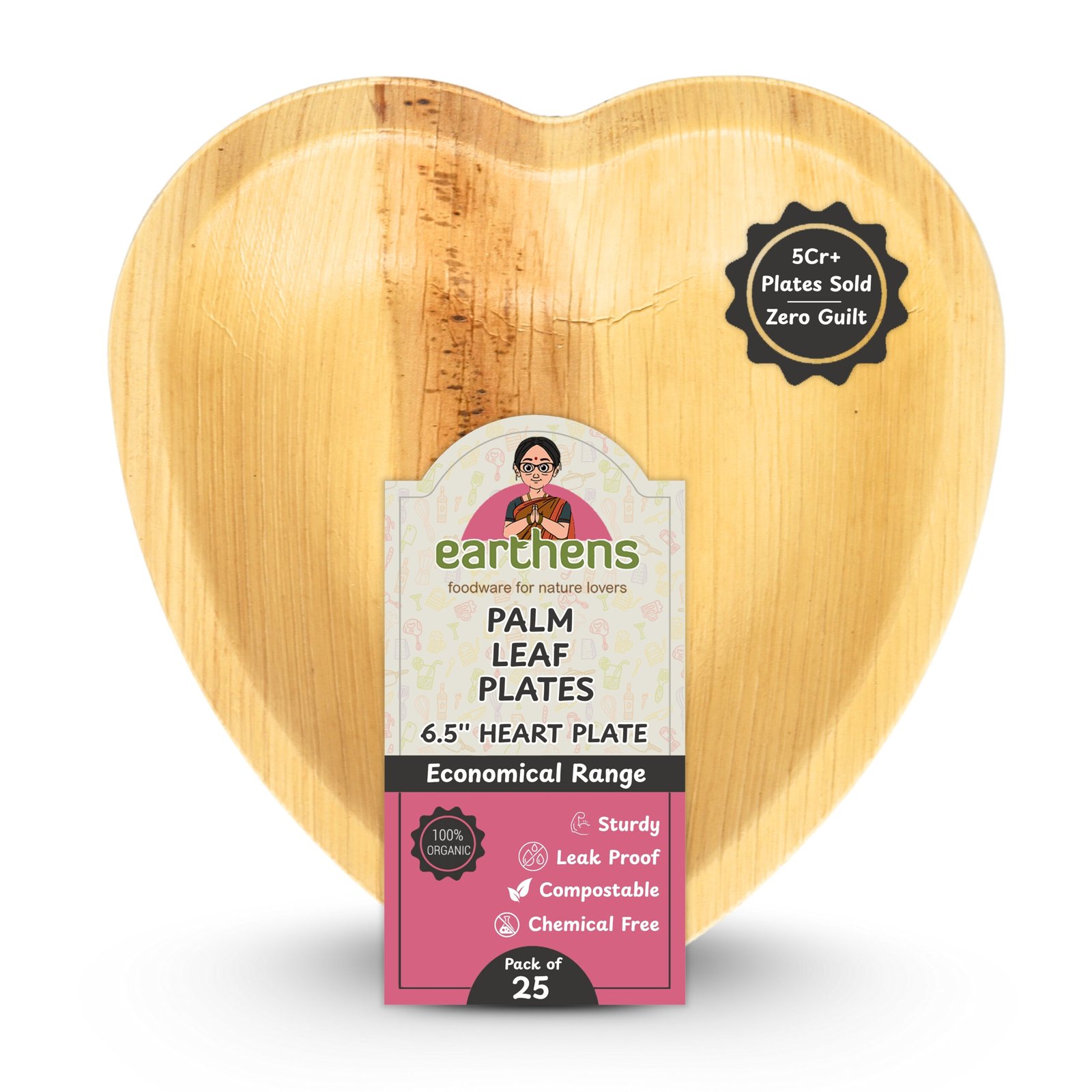 Earthens 6.5" Heart-Shaped Palm Leaf Plate – Natural Beige