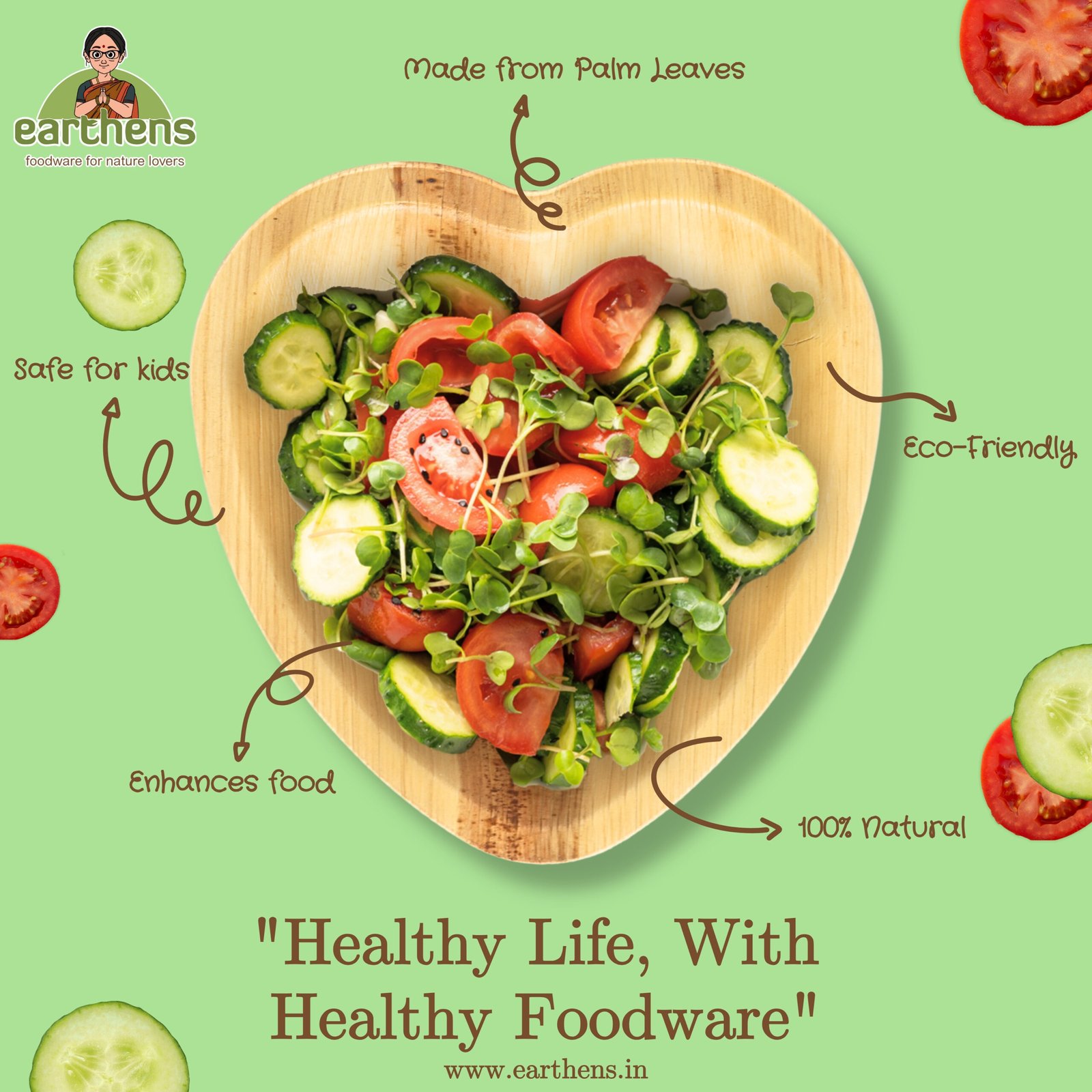 Earthens 6.5" Heart-Shaped Palm Leaf Plate – Natural Beige - Image 2