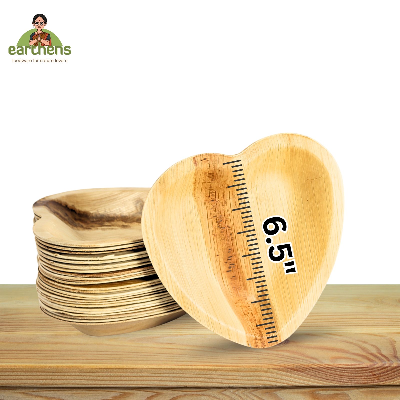 Earthens 6.5" Heart-Shaped Palm Leaf Plate – Natural Beige - Image 5