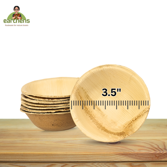 Earthens 3.5" Round Palm Leaf Bowl – Natural Beige - Image 5