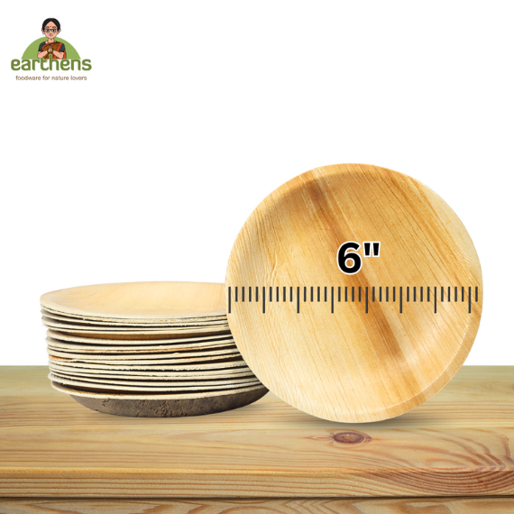 Earthens 6" Round Palm Leaf Plate – Natural Beige - Image 5