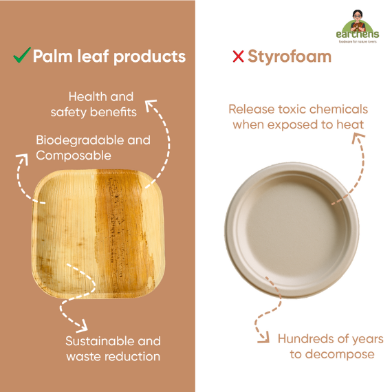 Earthens 6" Round Palm Leaf Plate – Natural Beige - Image 4